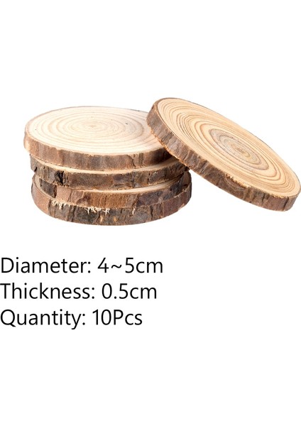 10PC 0.5cm 4-5cm Tarzı Paketi Doğal Çam Yuvarlak Bitmemiş Ahşap Dilimleri Ağaç Kabuğu ile Daireler Günlük Diskler Dıy El Sanatları Düğün Parti Boyama (Yurt Dışından)