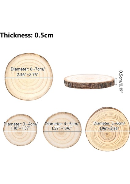 10PC 0.5cm 4-5cm Tarzı Paketi Doğal Çam Yuvarlak Bitmemiş Ahşap Dilimleri Ağaç Kabuğu ile Daireler Günlük Diskler Dıy El Sanatları Düğün Parti Boyama (Yurt Dışından) modelleri
