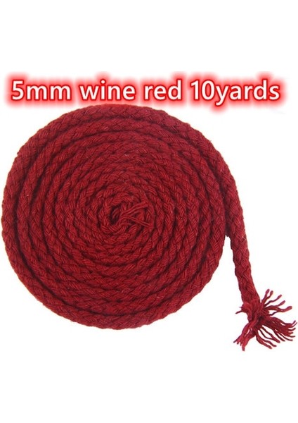 5 mm Şarap Kırmızısı 10 Yards Tarzı 10 Yards 5mm Renkli Bükülmüş Kordon Halat 100% Pamuk Dokuma Halat Kordonlar Craft Dekoratif Dıy El Yapımı Çanta Ipli Kemer (Yurt Dışından)