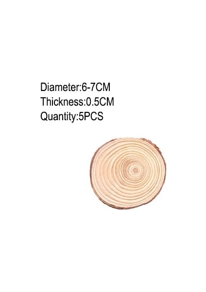 6-7cm 5 Adet Stil Kalın Dıy Craft Bitmemiş Ahşap Çemberler Doğal Çam Yuvarlak Ahşap Dilimleri Ağaç Kabuğu ile Sanat Noel Orna Için Günlük Diskler (Yurt Dışından)