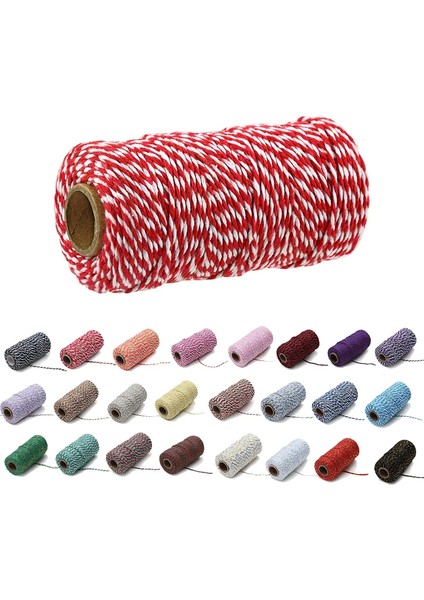 13 Haki Beyaz Stil 100MROLL Pamuklu Fırıncılar Sicim Ip Kordon Halat Iki Renkli Pamuklu El Sanatları Sicim Ev Tekstili Hediye Paketleme Noel Düğün Dekoru (Yurt Dışından)