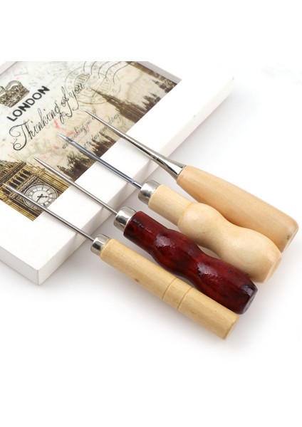 No.5 Tarzı 4 Stilleri Şimşir Sekoya Kabak Tuval Deri Dikiş Ayakkabıları Ahşap Saplı Aracı Awl El Dikiş Konik Iğne Aracı Zanaat Malzemeleri (Yurt Dışından)