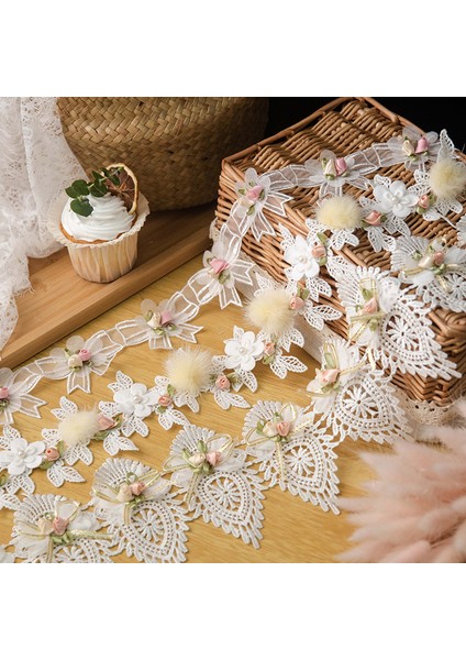 Genişlik 11CM Tarzı Dantel Şerit Düğün Dekor Elbise Çanta Dıy Dikiş Aksesuarları Boncuklu Aplike Beyaz 3D Çiçek Nakış Dantel Kumaş ve El Sanatları (Yurt Dışından)