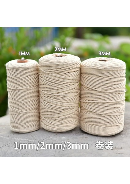 3mm 100M Tarzı mm Makrome Halat Bükülmüş Dize Pamuk Kordon El Yapımı Doğal Bej Halat Dıy Ev Düğün Aksesuarları Hediye (Yurt Dışından) fiyatları