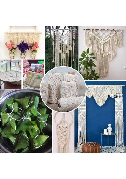 3mm 100M Tarzı mm Makrome Halat Bükülmüş Dize Pamuk Kordon El Yapımı Doğal Bej Halat Dıy Ev Düğün Aksesuarları Hediye (Yurt Dışından) modelleri