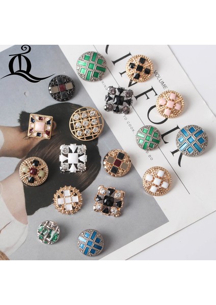 No.12 Tarzı 5 Adet Moda Yüksek Dereceli Metal Elmas Buttoldren's Yünlü Palto Kazak Giysi Düğmeleri Altın Dekoratif Düğmeler (Yurt Dışından) modelleri