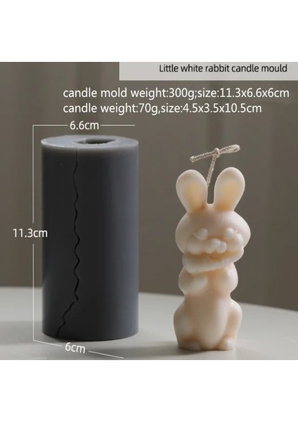 Küçük Beyaz Tavşan Stili 3D Ins Düzensiz Silikon Mum Kalıbı Aromaterapi Kalıp Dıy El Yapımı Reçine Moule Bougie Glacon Moldes De Silicona Velas Forma (Yurt Dışından)