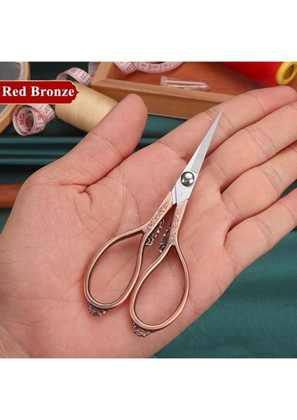 Kırmızı Bronz Tarzı Paslanmaz Çelik Vintage Ors Dikiş Kumaş Nakış Kesici Antika Balıkçılık Retro Çapraz Dikiş Kuyruk Ipliği Araçları (Yurt Dışından)
