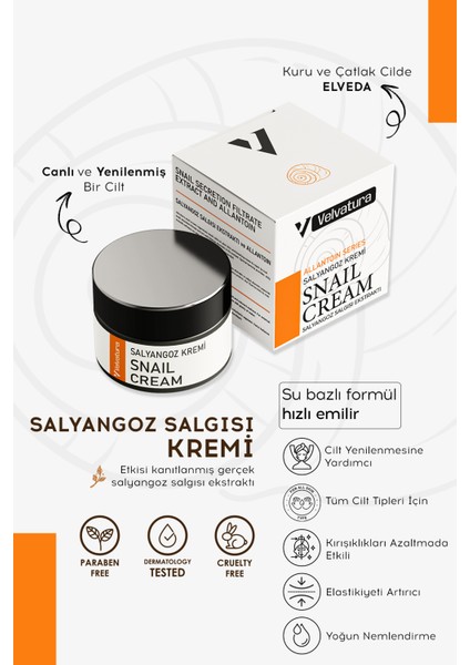 Salyangoz Kremi Hücre Onarıcı, Yenileyici ve Nemlendirici Etkili