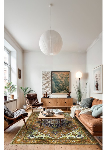 Soft Pastel Vintage Desenli Salon Halısı, Dokuma Taban Dekoratif Şönil Halı