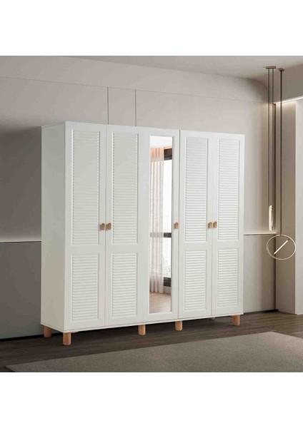 Favori %100 mdf Membran 5 Kapaklı Dolap Gardırop