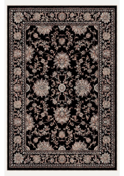 Vintage Halı Modern Motifli Siyah Bej Kilim Desenli Dijital Şönil Halı fiyatları