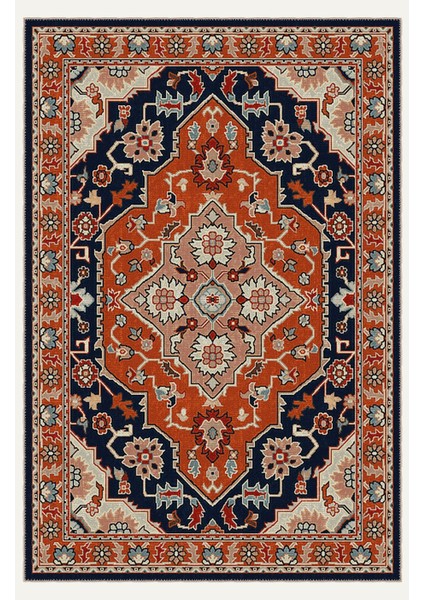 Vintage Halı Modern Motifli Turuncu ve Bej Klasik Desenli Dijital Şönil Halı fiyatları
