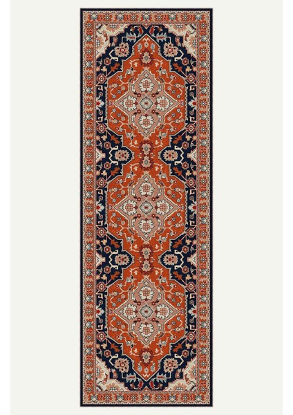 Vintage Halı Modern Motifli Turuncu ve Bej Klasik Desenli Dijital Şönil Halı indirimleri