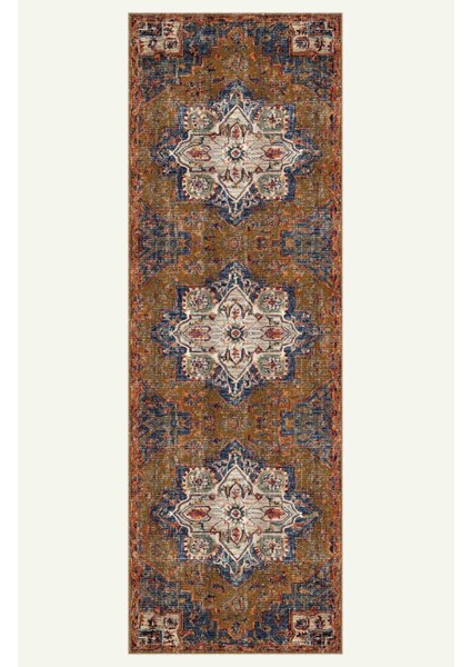 Vintage Halı Göbekli Motifli Kahverengi Klasik Dijital Şönil Halı indirimleri