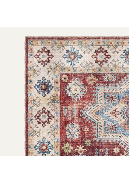Vintage Halı Göbekli Motifli Bej ve Bordo Klasik Dijital Şönil Halı modelleri