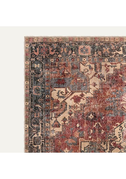Vintage Kırmızı ve Bej Desenli Halı Geleneksel Geometrik Desenli Dijital Şönil Halı fiyatları