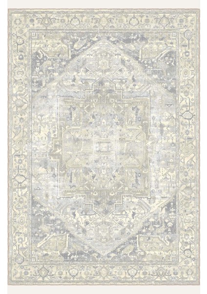 Pastel Gri ve Bej Tonlarında Vintage Tarzı Geometrik Halı Zarif ve Minimalist Dijital Şönil Halı fiyatları