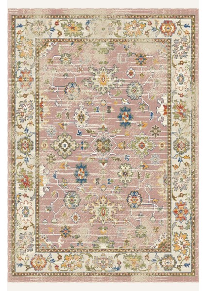 Pembe Çiçek Desenli Geleneksel Vintage Salon Halısı, Dokuma Taban Dekoratif Şönil Halı fiyatları