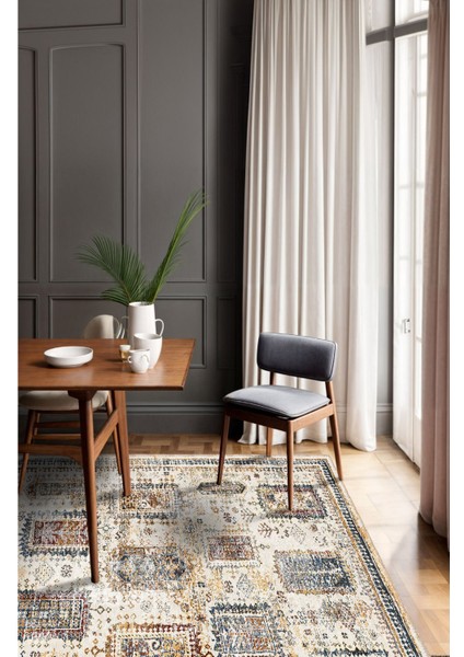 Kilim Motifli Geometrik Desenli Modern Eskitme Tasarım Vintage Dijital Şönil Halı