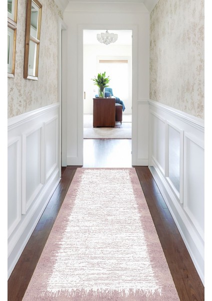 Modern Minimalist Vintage Desenli Pembe Renkli Salon Halısı, Dokuma Taban Dekoratif Şönil Halı fırsatları