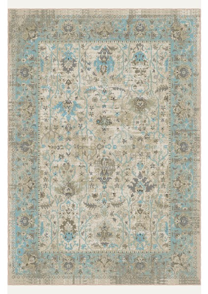 Vintage Desenli Mint Salon Halısı, Dokuma Taban Dekoratif Şönil Halı fiyatları