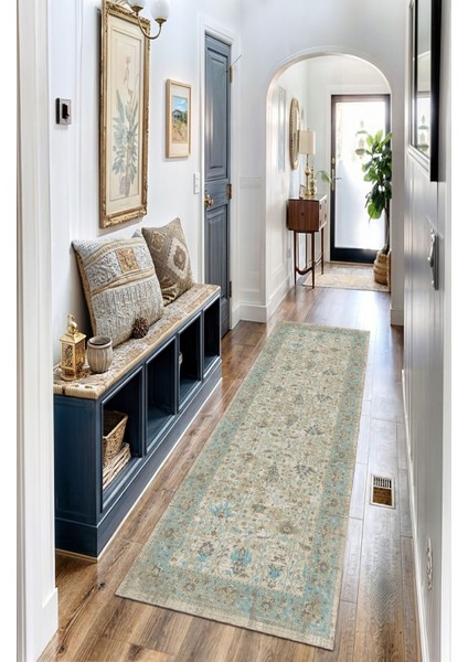 Vintage Desenli Mint Salon Halısı, Dokuma Taban Dekoratif Şönil Halı fırsatları