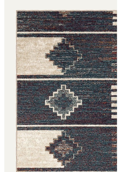 Geometrik Desenli Vintage Aztec Modern Salon Halısı Dokuma Taban Dekoratif Şönil Yıkanabilir Halı