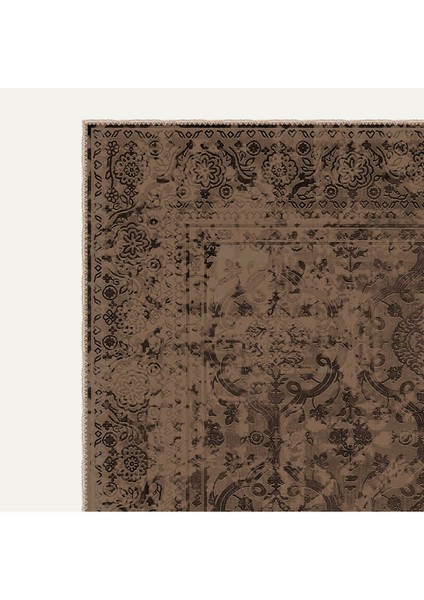 Vintage Halı Modern Motifli Kahverengi Kilim Desenli Dijital Şönil Halı modelleri