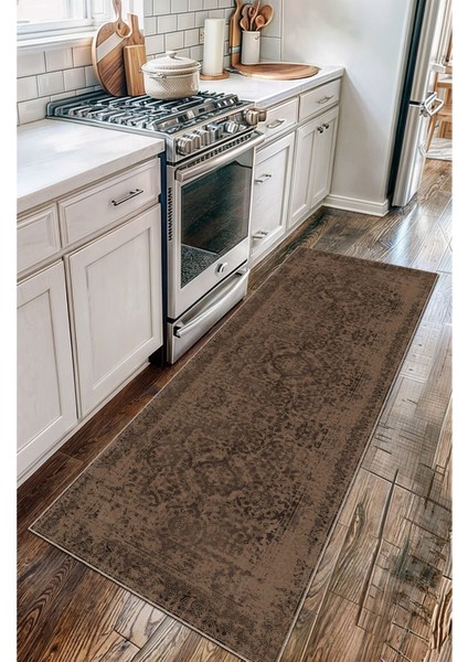 Vintage Halı Modern Motifli Kahverengi Kilim Desenli Dijital Şönil Halı fırsatları