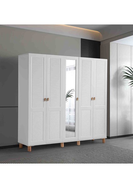 Favori %100 mdf Membran 5 Kapaklı Dolap Gardırop