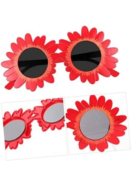 Kırmızı Renk Papatya Şekilli Parti Gözlüğü