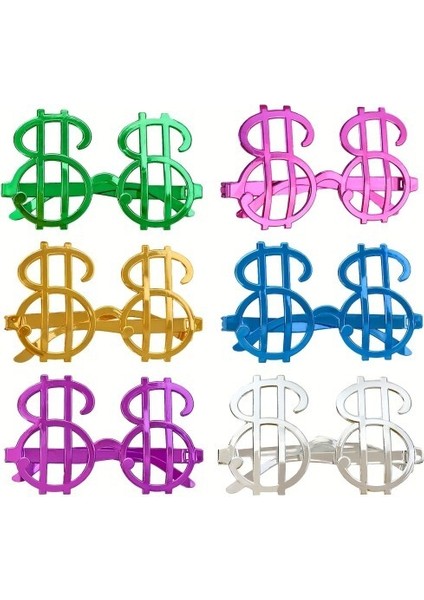 Dolar Şekilli Metalize Parti Gözlüğü 6 Adet