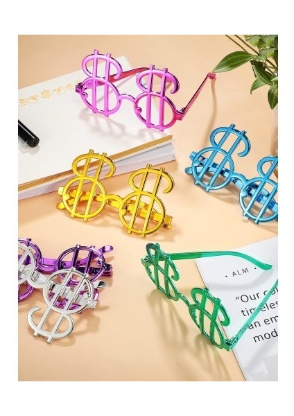 Dolar Şekilli Metalize Parti Gözlüğü 6 Adet modelleri