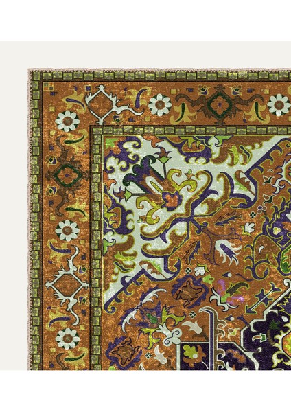 Soft Pastel Vintage Desenli Salon Halısı, Dokuma Taban Dekoratif Şönil Halı