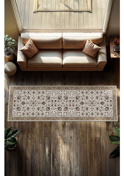 Vintage Halı Modern Motifli Bej Klasik Kilim Desenli Dijital Şönil Halı fırsatları