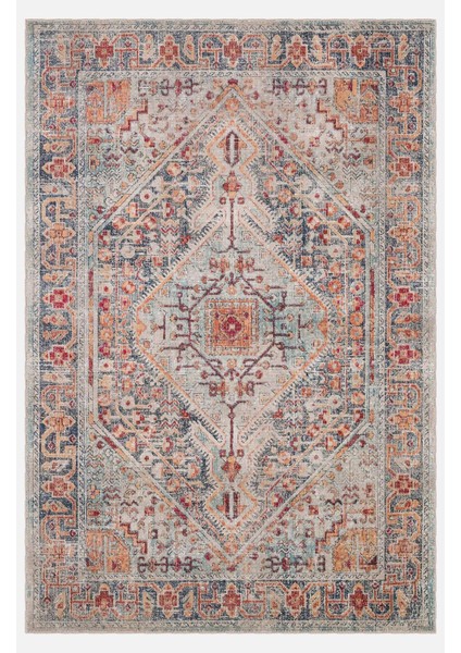 Vintage Halı Göbekli Motifli Gri ve Bej Klasik Dijital Şönil Halı fiyatları