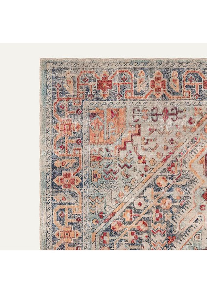 Vintage Halı Göbekli Motifli Gri ve Bej Klasik Dijital Şönil Halı modelleri