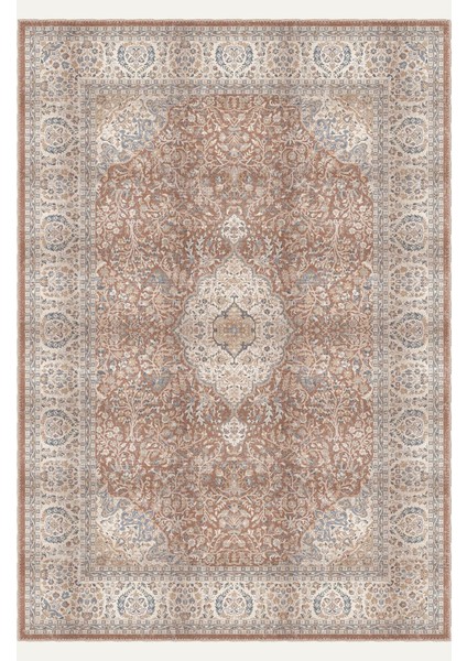 Bej ve Kahverengi Vintage Çiçek Motifli Anadolu Halısı Dijital Şönil Halı fiyatları