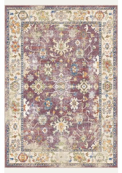 Mürdüm Zeminli Vintage Oushak Tarzı Halı Dijital Şönil Halı fiyatları
