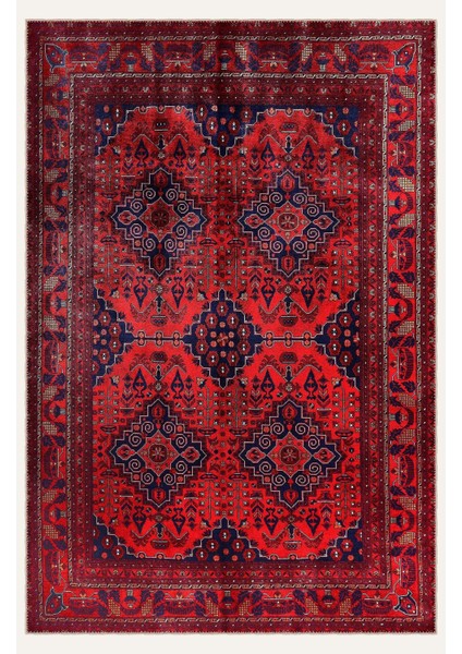 Vintage Halı Modern Afgan Motifli Bordo Göbekli Desenli Dijital Şönil Halı fiyatları