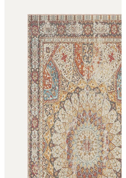Saray Motifli Vintage Salon Halısı, Dokuma Taban Dekoratif Şönil Halı modelleri