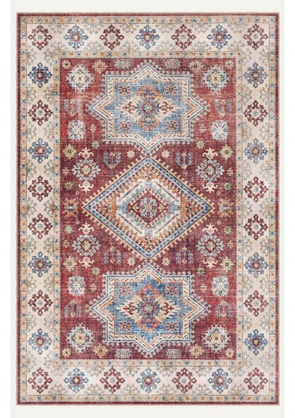 Vintage Halı Göbekli Motifli Bej ve Bordo Klasik Dijital Şönil Halı fiyatları