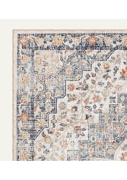 Vintage Desenli Bej Renkli Salon Halısı, Dokuma Taban Dekoratif Şönil Halı modelleri