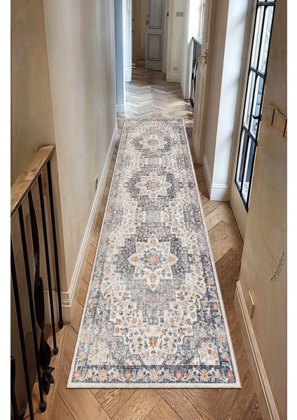 Vintage Desenli Bej Renkli Salon Halısı, Dokuma Taban Dekoratif Şönil Halı fırsatları