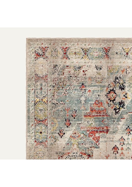 Pastel Tonlarda Geleneksel Desenli Vintage Halılı Dijital Şönil Halı modelleri