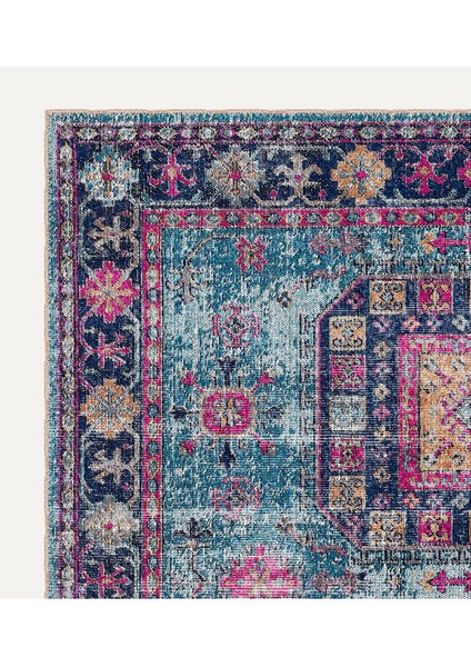Soft Pastel Vintage Desenli Salon Halısı, Dokuma Taban Dekoratif Şönil Halı modelleri