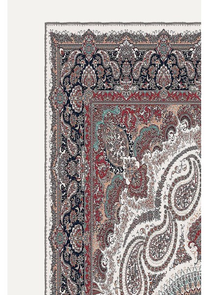 Kırmızı, Mavi ve Beyaz Vintage Modern Salon Halısı, Dokuma Taban Dekoratif Şönil Yıkanabilir Halı modelleri