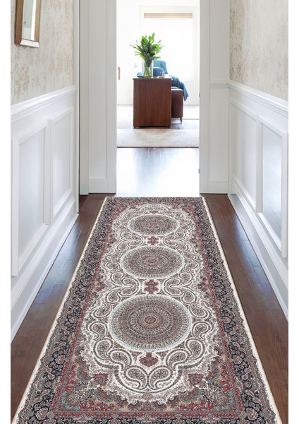 Kırmızı, Mavi ve Beyaz Vintage Modern Salon Halısı, Dokuma Taban Dekoratif Şönil Yıkanabilir Halı fırsatları