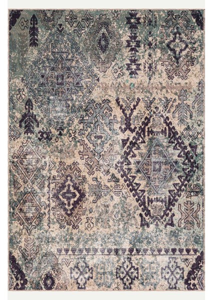 Soft Pastel Vintage Desenli Salon Halısı, Dokuma Taban Dekoratif Şönil Halı